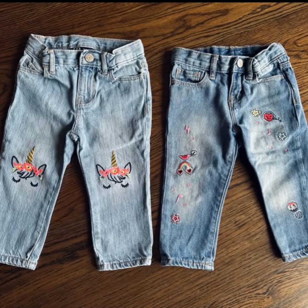 2 Pairs of Embroidered GAP Denim